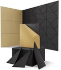 18 Pack Acoustic Panels Sound Absorbing for Gaming Room Wall, Black Decorative Cut-line Peel and Stick Sound Reducing Art Ceiling Tiles for Home Office Recording Studio Acoustical Treatments