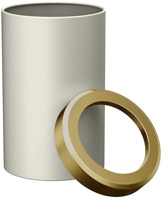 Gatco Small Bathroom Trash Can with Lid, Round 3 Gallon Stainless Steel Wastebasket, Under Sink, Matte Pearl and Brushed Brass, for Bathroom, Bedroom, Office (1931B)