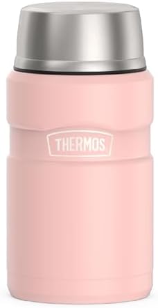 THERMOS Stainless King Food Jar with Bowl, 24oz, Matte Pink
