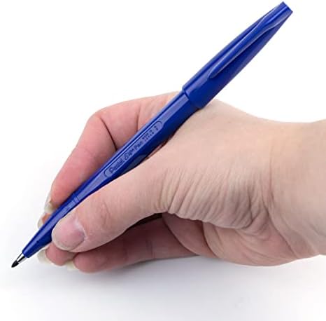 Pentel Sign Pen Fiber-Tipped Pen, Blue Ink, Box of 12 (S520-C)
