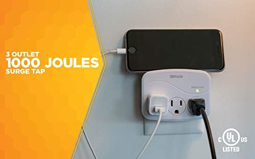 Southwire Woods Surge Protector - 3 Power Outlets - 1000J Electrical Overload Protection - Slim Design - Space Saving Surge Protector - Indoor Use