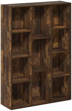 Furinno LUDER Book Shelf, 11-Cube Bookshelf, Reversible Bookcase with Open Shelves, 9.4 x 29.1 x 41.7, Easy Assembly, for Living Room, Bedroom, Home Office, Amber Oak
