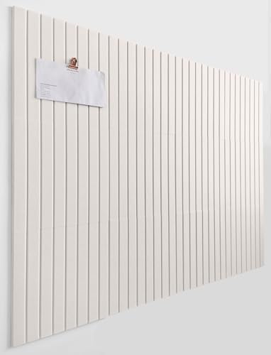 Slated Felt Bulletin Board Tiles | Cork Board Alternative for Walls | Wall Panels for Office & Home Decor | Aesthetic Pinboard & Photo Board | 12-Pack (11.8" x 11.8") with Adhesive | Beige
