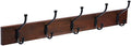 Amazon Basics Rectangular Farmhouse Wall-Mounted Coat Rack for Entryway and Bedroom, Storage Organizer, 5 Double Hooks, Light Walnut