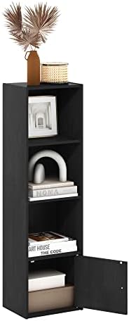Furinno Luder Shelf Bookcase with 1 Door Storage Cabinet, Blackwood