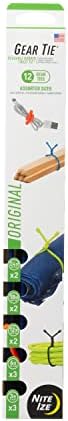 Nite Ize Original Gear Tie - Assorted Length Reusable Rubber Twist Tie - 12 Pack - Assorted Colors