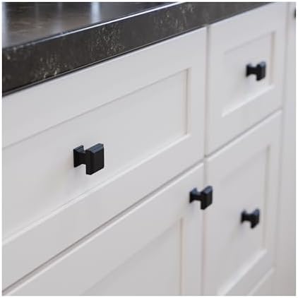 Franklin Brass 10 Pack Matte Black Cabinet Knobs 1 inch (25mm) Kitchen Cabinet Handles and Drawer Knobs for Cupboards, Dressers, Furniture, Bathroom Vanity |Stepped