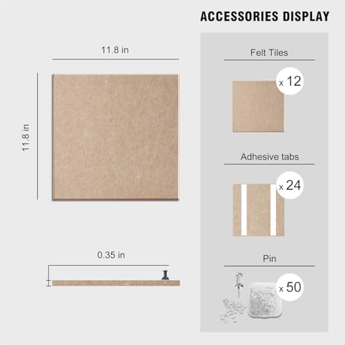 48"x36" Felt Corkboard Bulletin Board,TSJ OFFICE,12 Pack Wall,Dark Camel