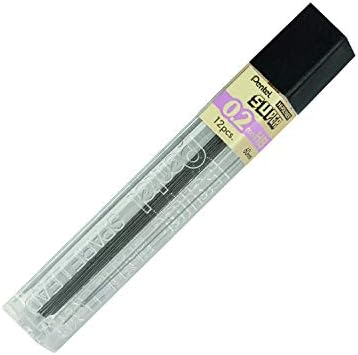 Pentel Super Hi-Polymer Lead Refill 0.2mm, Super Fine, HB, 12 Pieces/Tube (C502-HB)