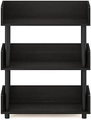 Furinno Turn-N-Tube 4-Tier Black Storage Shelves with Side Panels, Book Shelf, Display Shelf, for Organization and Storage, Living Room, Home Office, Black Espresso