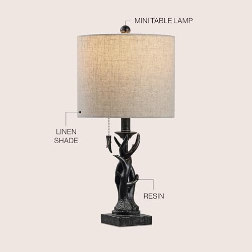 JONATHAN Y Gaston Rustic Faux Antler Resin Table Lamp 20.5", Antique Black