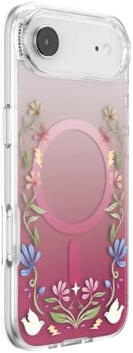 PopSockets iPhone 17 Air Phone Case with MagSafe, Wireless Charging Compatible, Disney - Boho Wildflowers Maroon