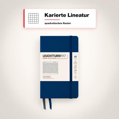 LEUCHTTURM1917 - Notebook Hardcover Pocket A6-187 Numbered Pages for Writing and Journaling (Navy, Squared)