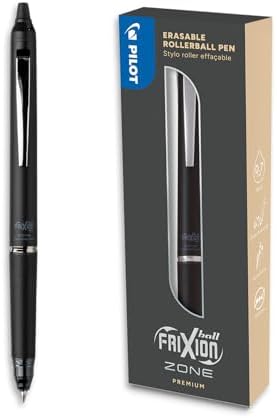 PILOT - Frixion Ball Zone Black in Gift box - Premium erasable retractable pen with thermosensitive ink - Refillable and ergonomic roller pen - Black ink - Medium tip
