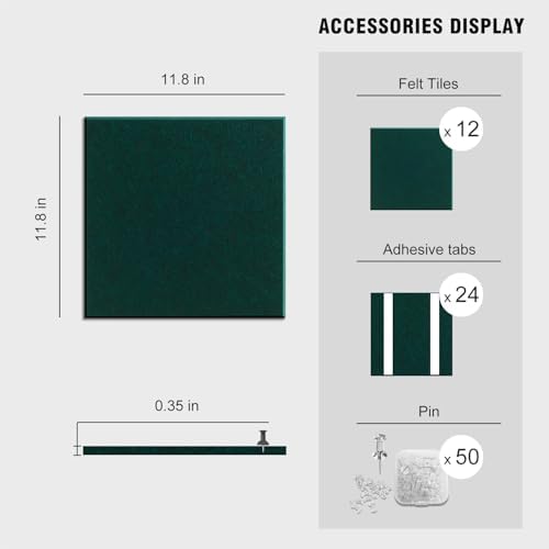 48"x36" Felt Corkboard Bulletin Board,TSJ OFFICE,12 Pack,Wall,Dark Green