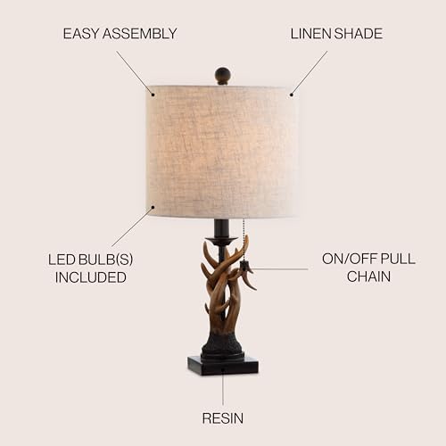 JONATHAN Y Gaston Rustic Faux Antler Resin Table Lamp 20.5", Brown