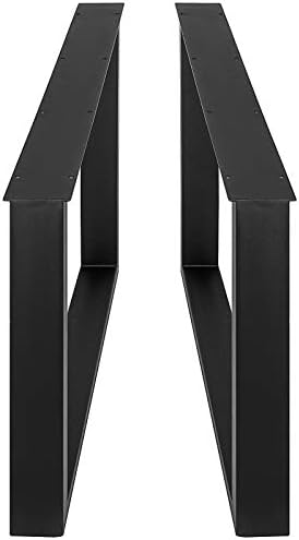 VEVOR Set of 2 Steel Table Legs, 28 Height 24 Wide Dining Table Legs,Heavy Duty 3.1" Width Box Section Square Table Legs,28x24x3.1 Inch Black Color Industrial Country Style Metal Dining Legs