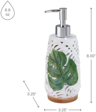 Avanti Linens - Soap Dispenser/Lotion Pump, Palm Tree Leaves Inspired Home Decor (Viva Palm Collection)