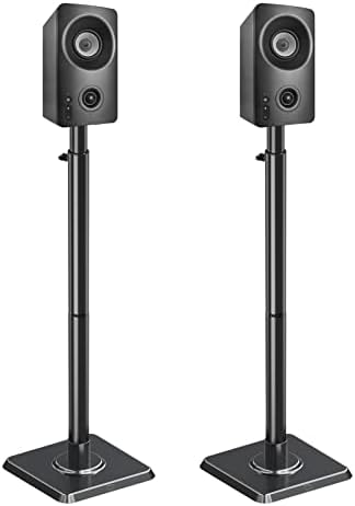 Mounting Dream Speaker Stands - Height Adjustable Speaker Stand for Vizio, Polk, JBL, Sony, Speaker Stands Pair with Wire Management (Holds up to11LBS Per Stand)