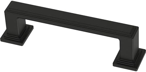 Franklin Brass 10 Pack Matte Black Cabinet Handles 3 inch (76mm) Kitchen Cabinet Handles and Drawer Pulls for Cupboards and Dressers | Stepped
