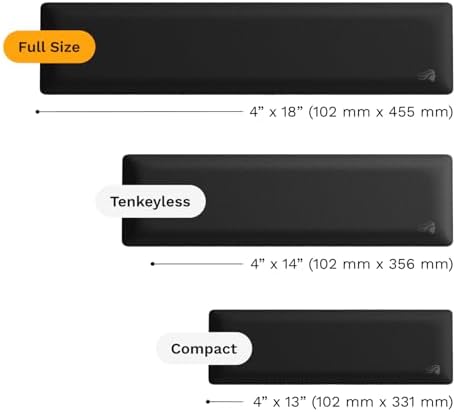 Glorious Gaming Padded Keyboard Wrist Rest (Full Size, 25mm Thick) - Anti-Fray Stitched Edges, Smooth Cloth Surface, Anti-Slip Rubber Base, Medium Firmness, 440 x 100 x 25mm - Black
