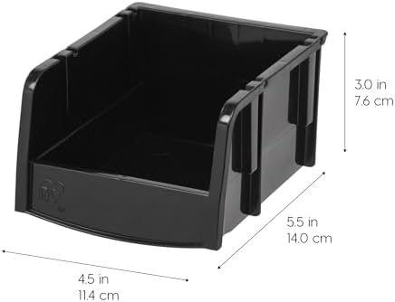 IRIS USA 24-Pack, Extra Small Stackable Storage Bins, Black
