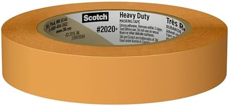 Scotch Heavy Duty Painter's Tape, 0.94 in x 60.1 yd, for Use On Vinyl, Carpet, Metal, & Plastic, Indoor & Outdoor Masking Tape, Bonds Aggressively, 3-Day Clean Removal, 1 Roll (2020+-24AP)