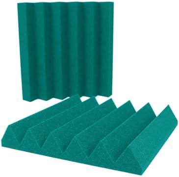 Foam Factory Inc 24 Pack Color Acoustic Foam Panel Studio Soundproofing Wedge Wall Tiles 12” X 12” X 2” (Teal)