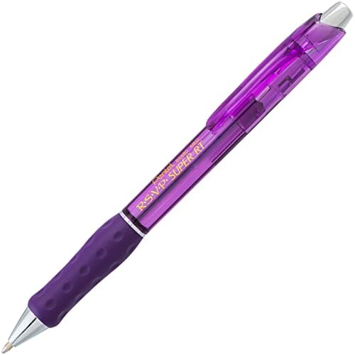 Pentel RSVP Super RT Ballpoint Pen, (1.0mm) Medium Line, Violet Ink, Box of 12 (BX480-V)
