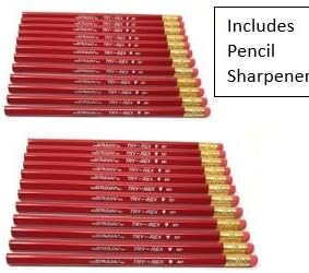 Try-Rex Jumbo Triangular Training Pencils with Eraser, Pack of 24, with Bonus Pencil Sharpener