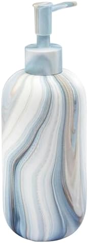 Avanti Linens - Bath Set, 2pc Countertop Accessories, Resin Toothbrush Holder & Lotion Pump (Waves Collection, Blue)