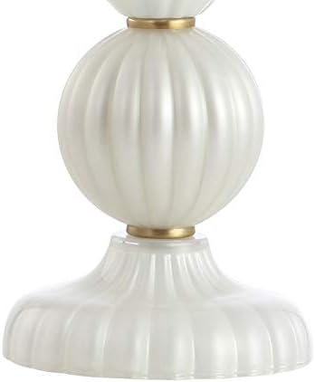 JONATHAN Y Maddie Modern Glass Table Lamp 28" Fluted Gourd, White Pearl