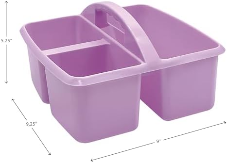 Teacher Created Resources Lavender Portable Plastic Storage Caddy 6-Pack for Classrooms, Kids Room, and Office Organization, 3 Compartments (TCR2088745)