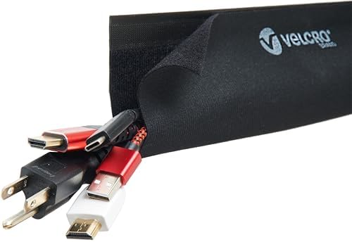 VELCRO Brand Mountable Cable Sleeve, Black, 3 Ft Cable Raceway