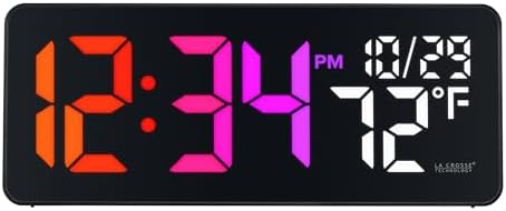 La Crosse Technology 513-1411 Color-Changing Digital LED Wall Clock with Indoor Temperature