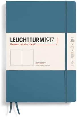 LEUCHTTURM1917 - Notebook Hardcover Composition B5-219 Numbered Pages for Writing and Journaling (Stone Blue, Plain)