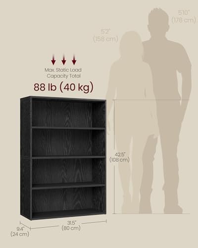 VASAGLE 4-Tier Bookshelf, Storage Organizer, 31.5 x 9.4 x 42.5 Inches