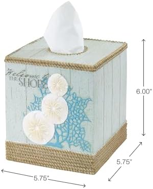 Avanti Linens - Tissue Box Cover, Guest Bathroom Essentials, Beach Inspired Home Decor (Beachcomber Collection)