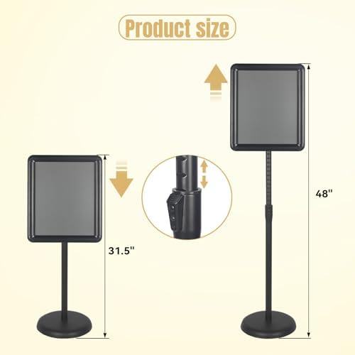 HUAZI Sign Stand Holder 6PACK Floor Sign Holder with Base for 8.5x11 inches,Both Vertical & Horizontal View Displayed,Snap-Open Frame with Safety Corner for School Church,Black