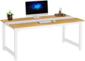 Tribesigns Modern Computer Desk, 63 x 31.5 inch Large Office Desk Computer Table Study Writing Desk Workstation for Home Office, Light Walnut/White