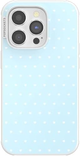 PopSockets iPhone 14 Pro Phone Case with MagSafe- Sweet Heart Blue | Magnetic, Wireless Charging, Camera & Drop Protection, Blue, Phone, Women