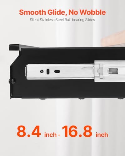 VEVOR Under Desk Drawer Slide Out, 33inch Under Desk Mounted Pull-out Drawer Attachment, Hidden Under Counter Drawers for office Home Sit Stand Workstation, Black