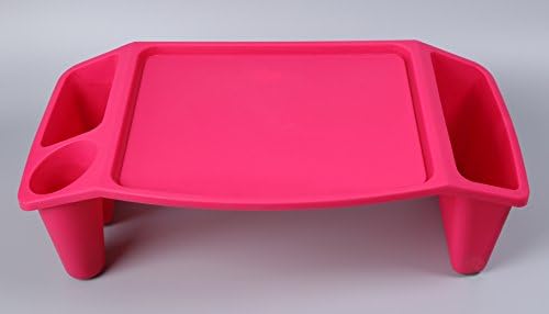 Basicwise Kids Lap Desk Tray, Portable Activity Table, Pink, Red