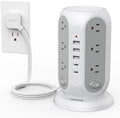 TESSAN Tower Power Strip Surge Protector, Flat Extension Cord 6 Ft, Grey