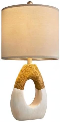 19” Boho Table Lamps Bedroom Living Room,Suitable for Small Space,Farmhouse Rattan Lamp Rustic Egg Design Resin Nightstand Bedside Lamps for Bedroom Living Room Office Study Rest Decor