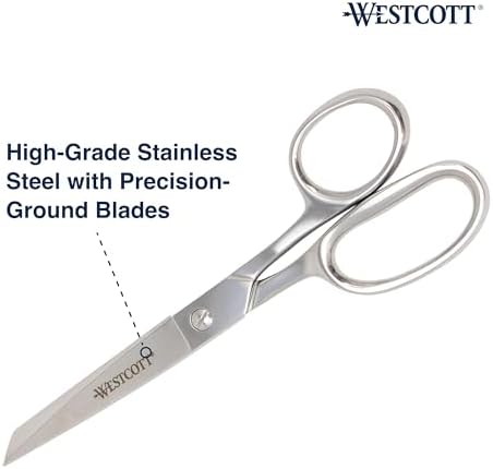 Westcott 8in Forged Classic Fabric and Paper Scissors, Heavy Duty, Knife-Edge for Sewing, Tailoring, General Arts and Crafts, Office