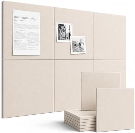 SIOLOC Felt Bulletin Board Tiles, 6 Pack Oatmeal Beige Cork Board Alternative for Walls, Large Felt Wall Tiles, 36''x 24‘’ Push Pin Board for Home Office, Classroom, Dorm Decor