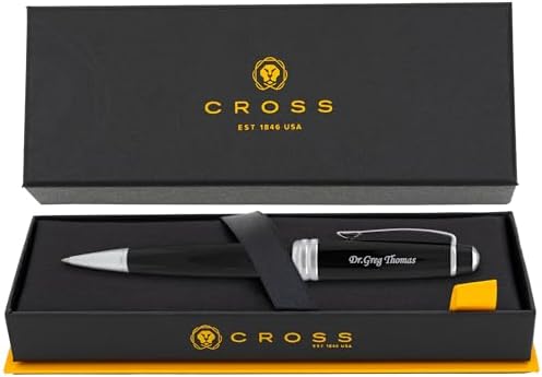 Cross Bailey Personalized Ballpoint Pen in Black Lacquer with Chrome Trim