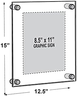 Azar Displays 105514-BLK Acrylic Floating Double Panel Wall Frame,8.5" x11" Graphic Size, Overall Frame Size: 12.5" x 15", Black