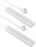 Amazon Basics Rectangle 6-Outlet Surge Protector Power Strip with Circuit Breaker, 600 Joule, 2ft Cord, White, 2-Pack